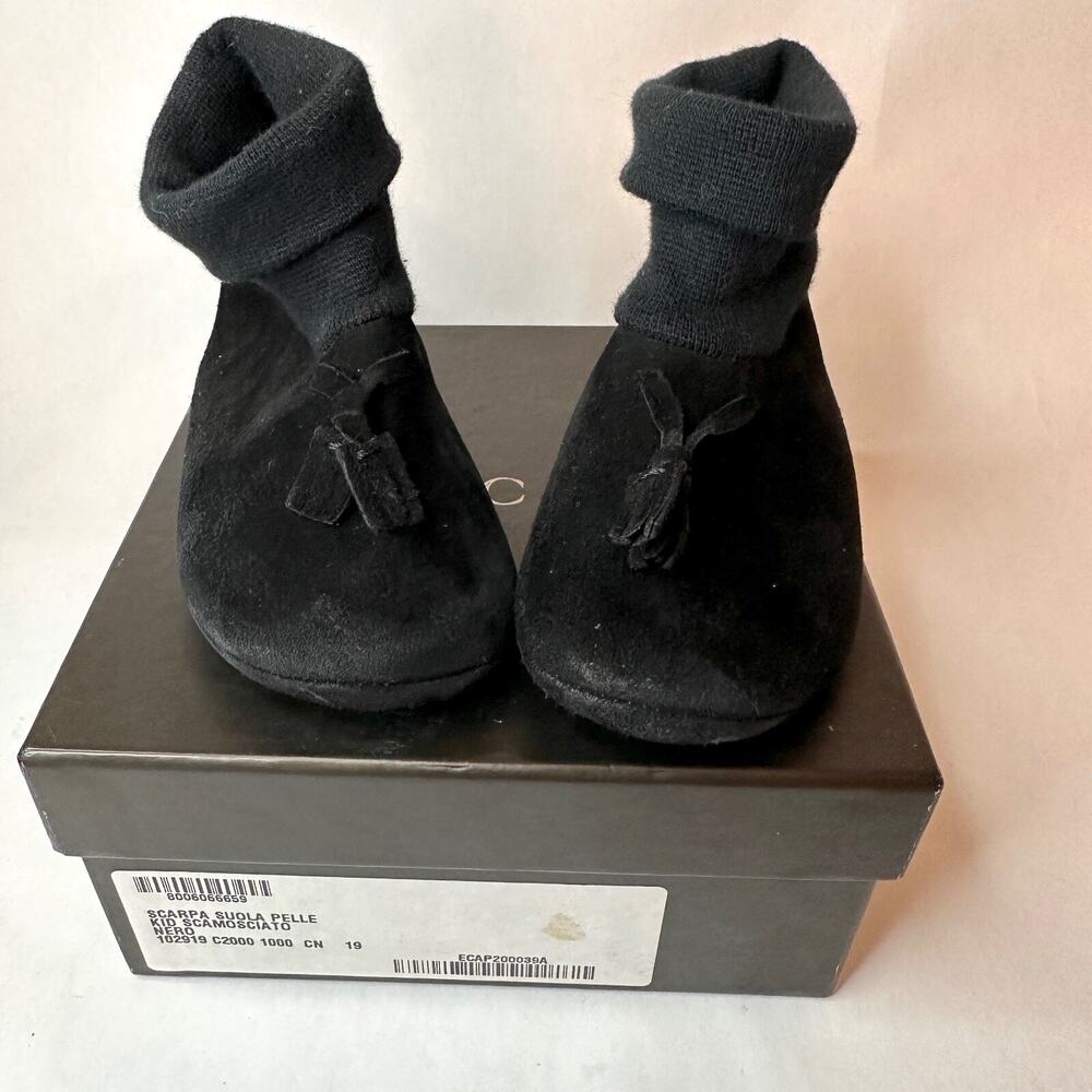 GUCCI Baby Black Suede Leather Sole Shoes | Size US 3.5 | UK 3 | EUR 19 | w/Box